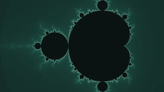 The same view with the sunburst off: a nearly flat dark green field around two black discs.